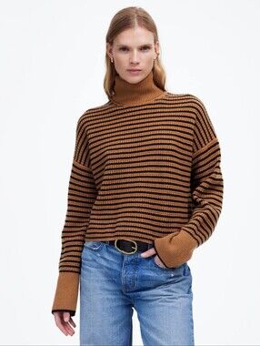 Madewell Wool Waffle-Knit Turtleneck in Stripe